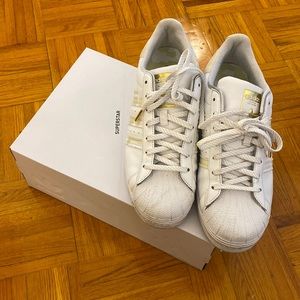 Adidas superstar gold/white